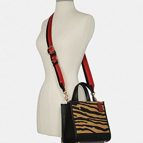 Coach C6988 Dempsey Tote 22 With Tiger Print In Honey/Black Multi - Picture 2 of 4